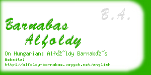 barnabas alfoldy business card