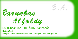barnabas alfoldy business card